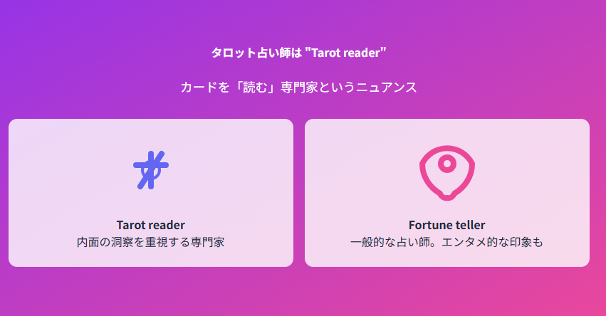タロット占い師を英語で表現する言い方とその背景