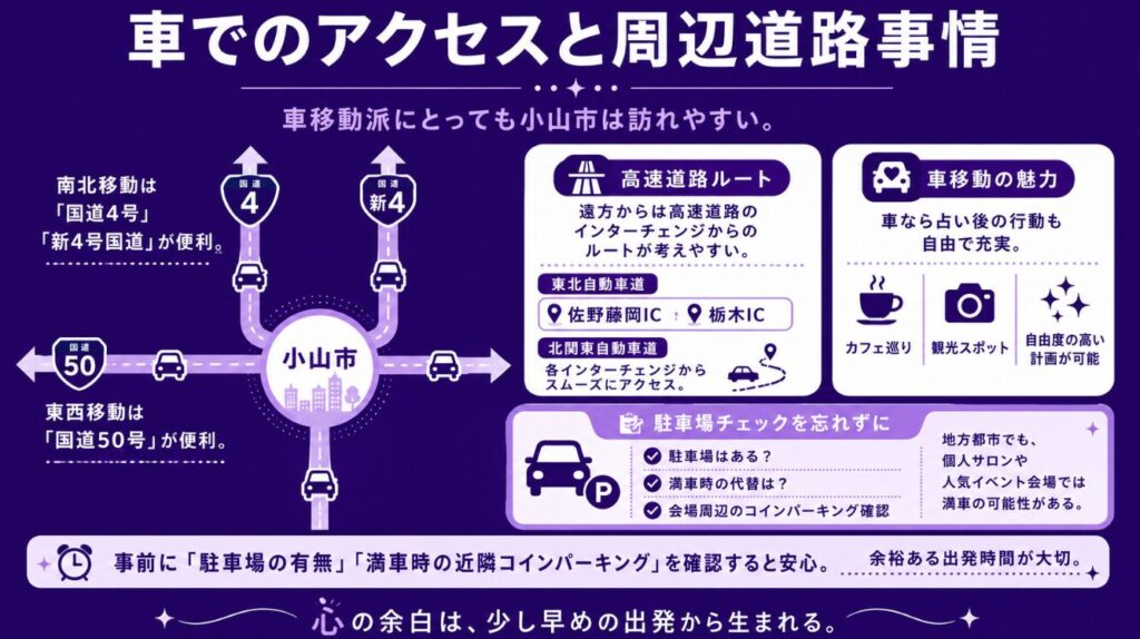 たまご占い ジュリアナ 車でのアクセスと周辺 of 道路事情