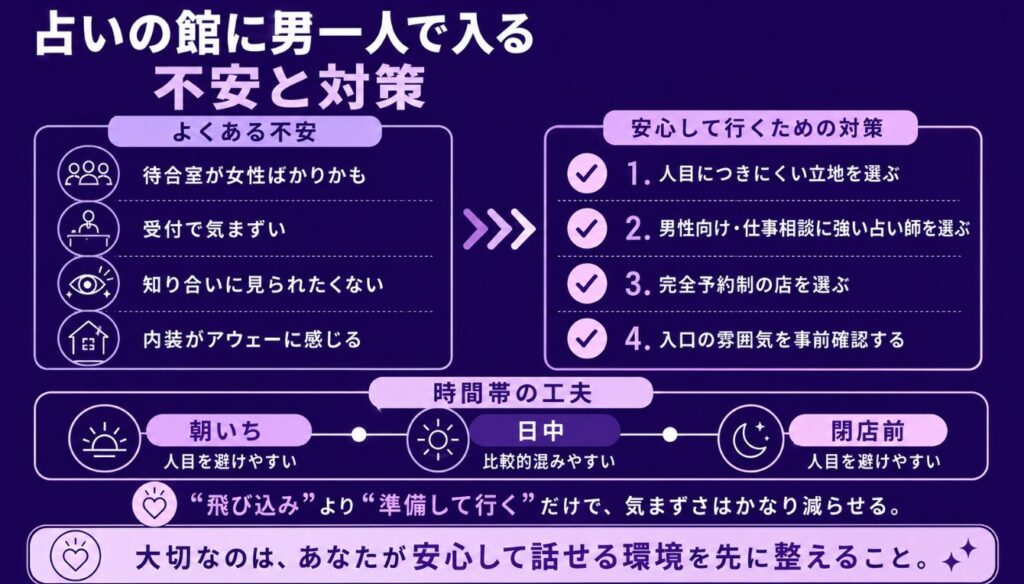 占いの館へ男一人で入る際の不安と対策