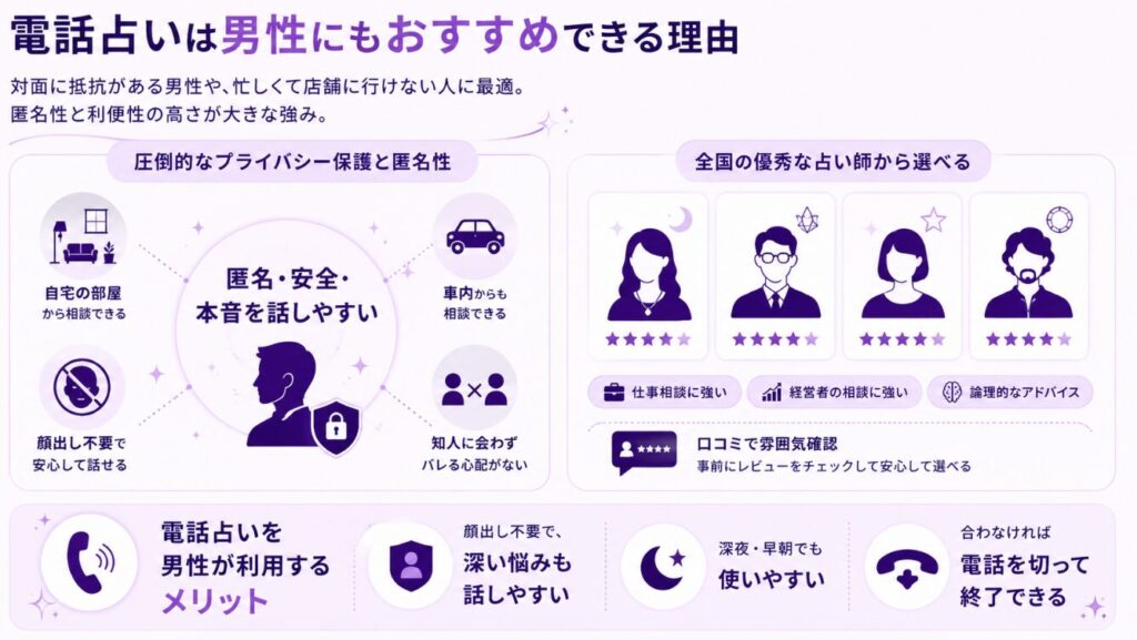 電話占いは男性にもおすすめできる理由