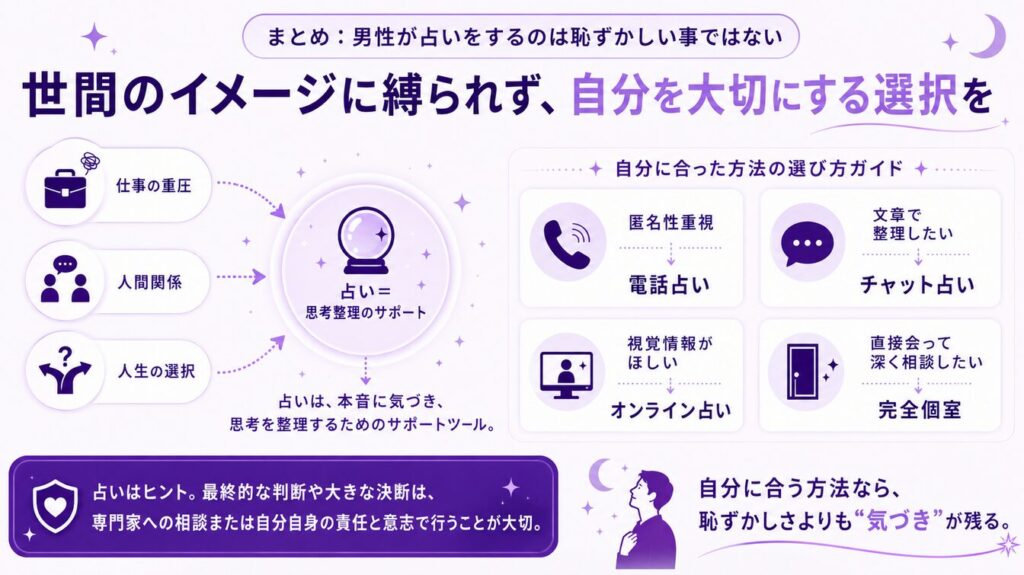 まとめ：男性が占いをするのは恥ずかしい事ではない