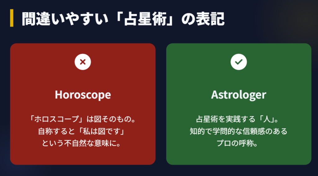 占い師　カタカナ　占星術や手相の英語表記と違い