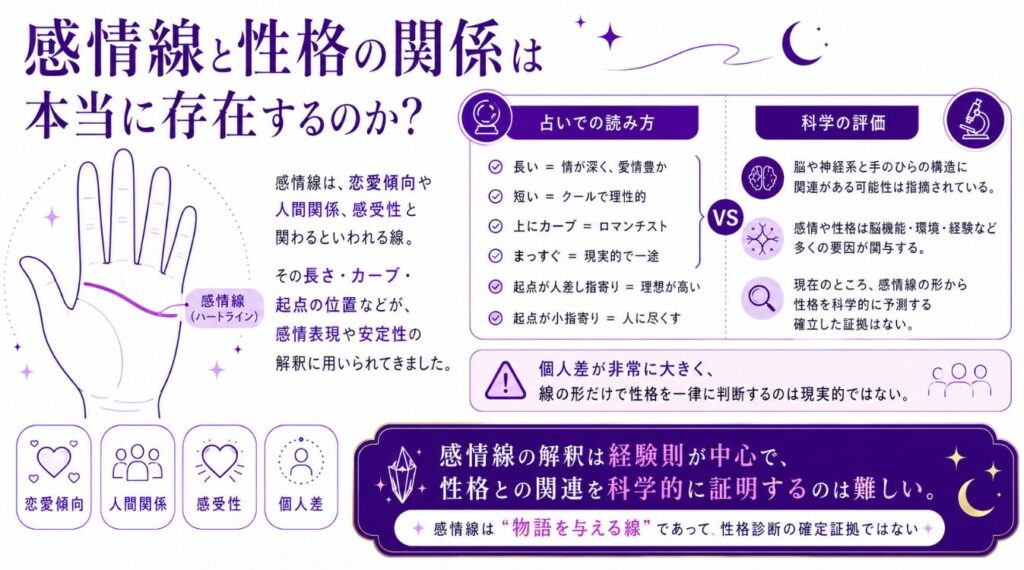 手相占いに科学的な根拠 感情線と性格の関係は本当に存在するのか?