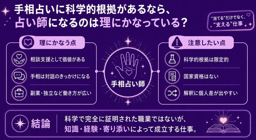 手相占いに科学的根拠があるなら、占い師になるのは理にかなっている?