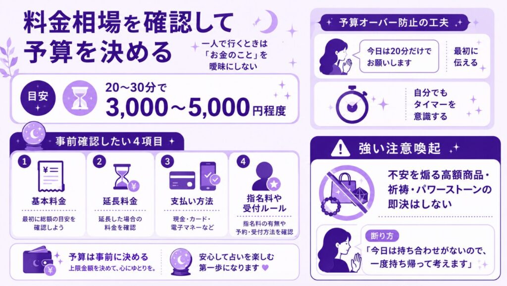 占いに一人で行く　料金相場を確認して予算を決める