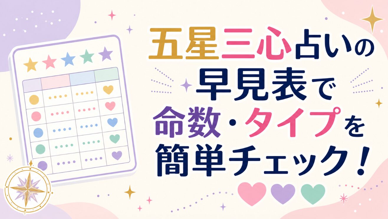 五星三心占いの早見表で命数・タイプを簡単チェック！