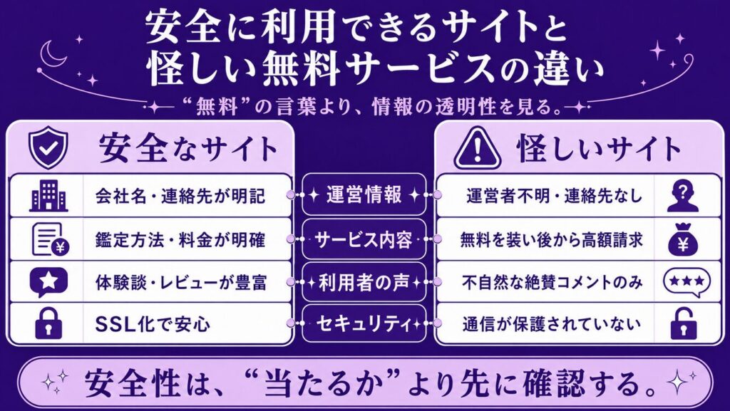 安全に利用できるサイトと怪しい無料サービスの違い