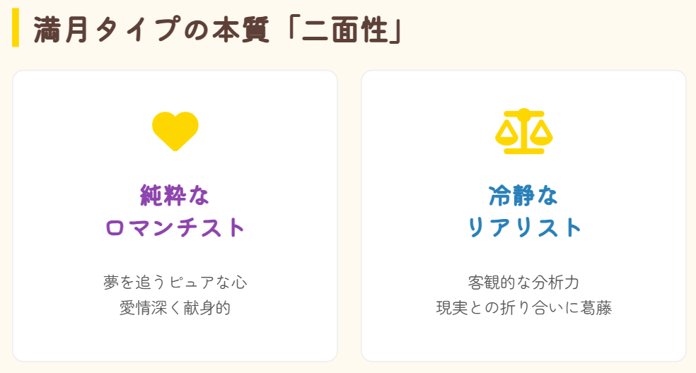 満月タイプの本質「ロマンチスト×リアリスト」の二面性