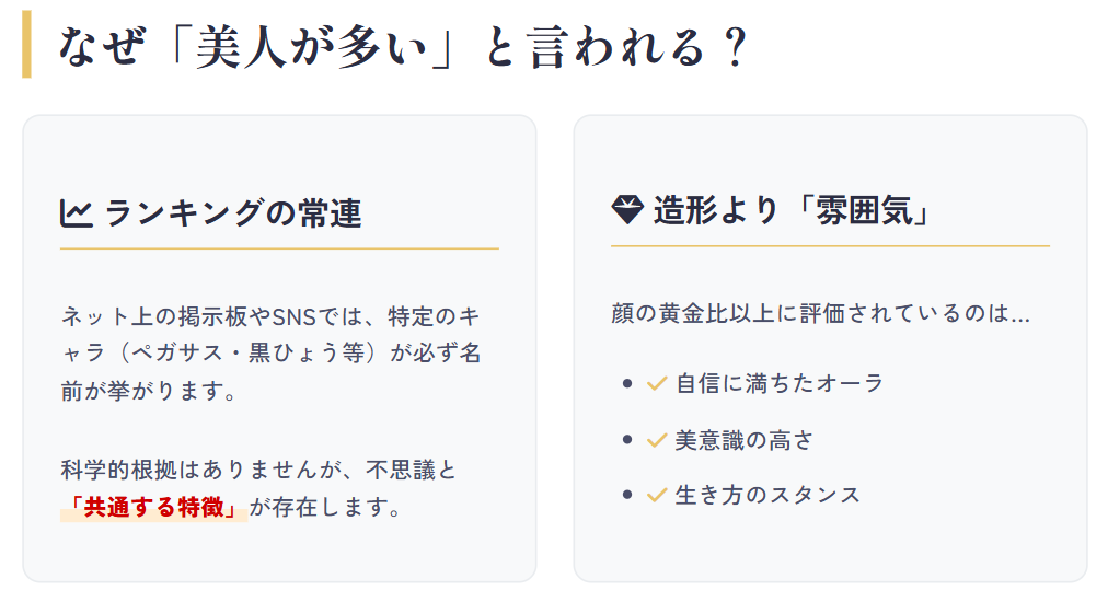動物占いの美人ランキングの傾向