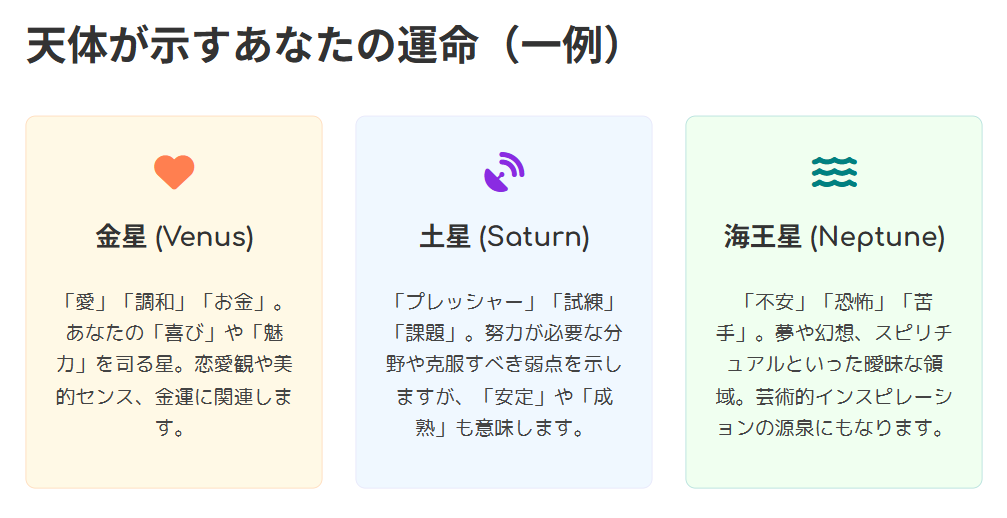 みみこ　占い　金星・土星・海王星が示すあなたの運命