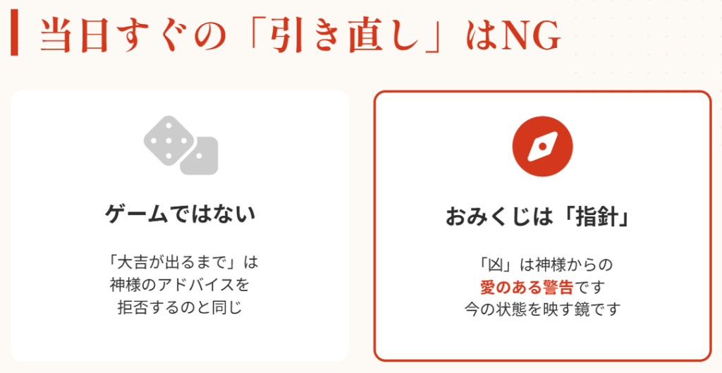 おみくじ　同じ場所での「引き直し」は当日でも許されるのか