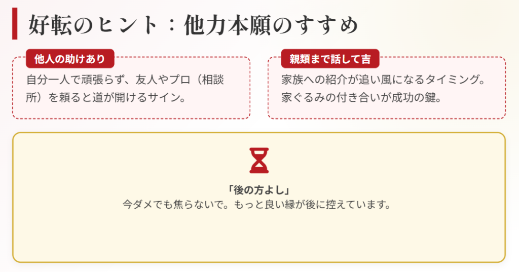 おみくじ　他人の助けありなど良い縁談の文言
