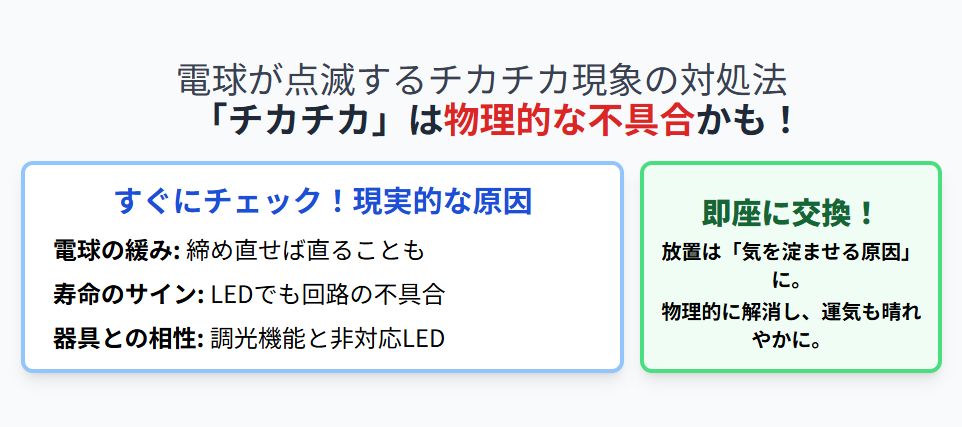 電球が点滅するチカチカ現象の対処法