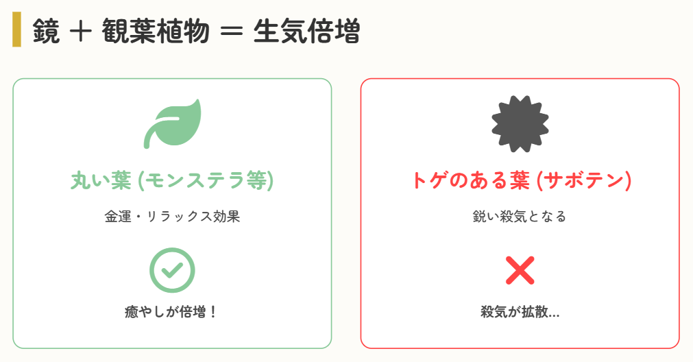 鏡の前に観葉植物を置いて良い気を増幅させる