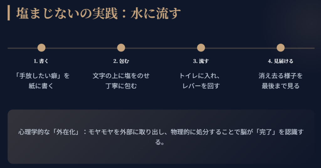 塩まじない　実践ステップ：水に流す方法