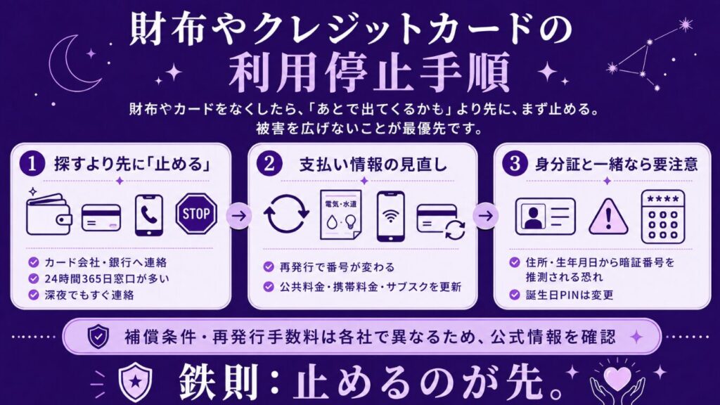 なくしもの おまじない 財布やクレジットカードの利用停止手順