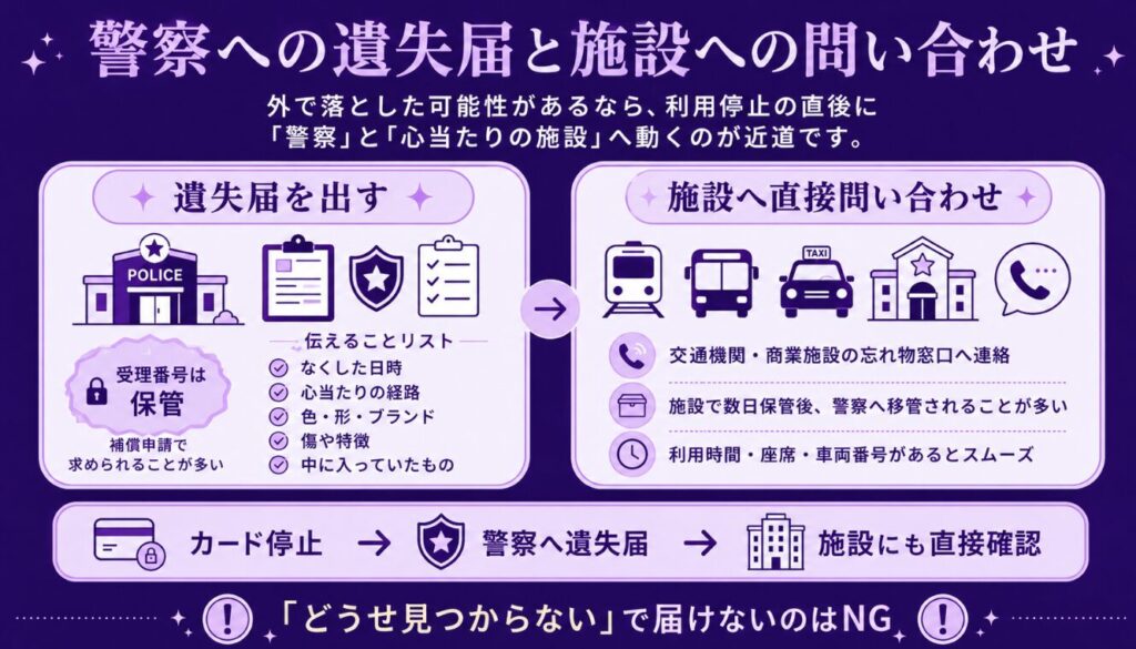 おまじない なくしもの 警察への遺失届と施設への問い合わせ