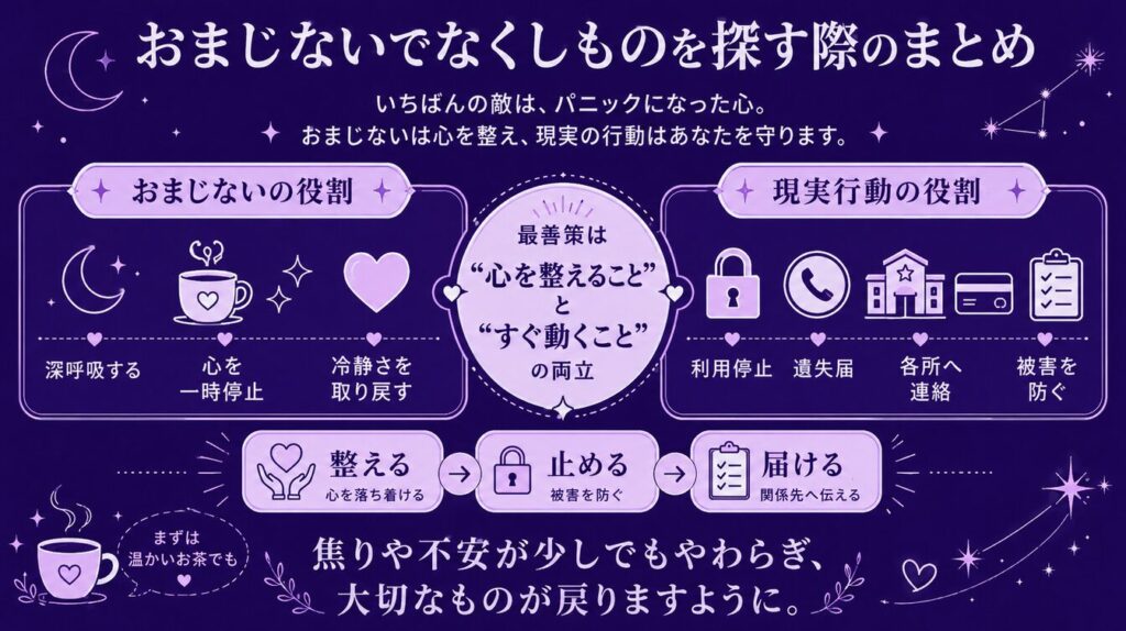 おまじないでなくしものを探す際のまとめ