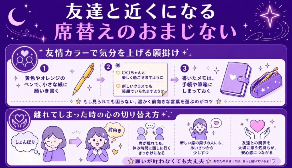 友達と近くになる席替えのおまじない