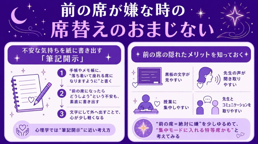 前の席が嫌な時の席替えのおまじない