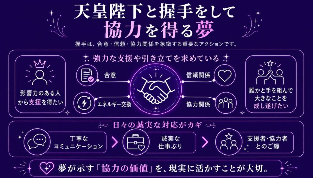 天皇陛下と握手をして協力を得る夢
