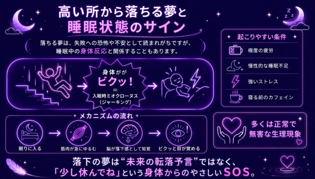 夢占いが当たる確率　高い所から落ちる夢と睡眠状態のサイン