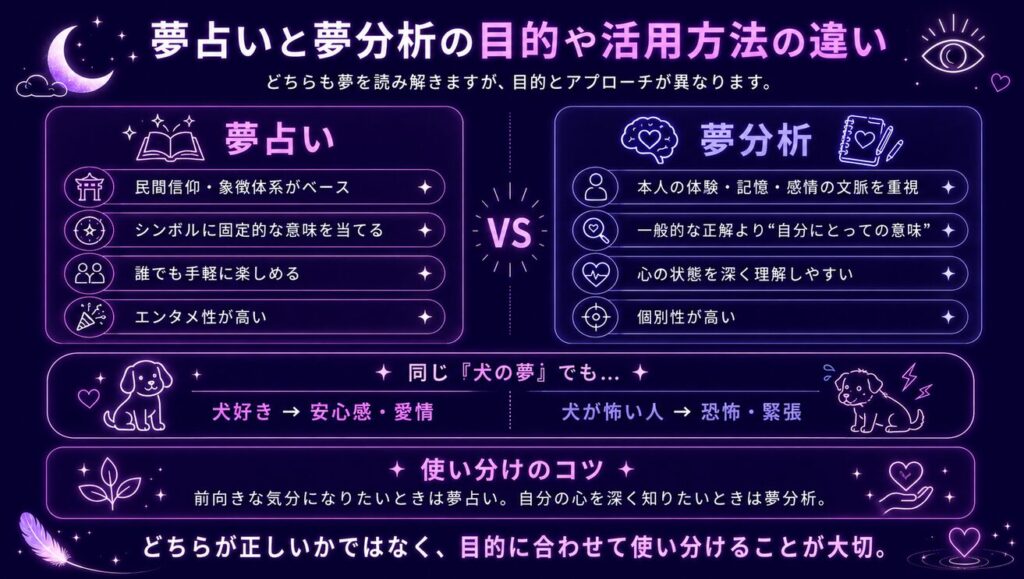 夢占いと夢分析の目的や活用方法の違い