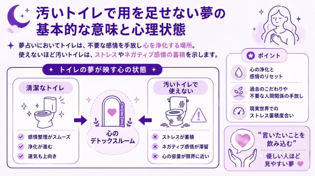 汚いトイレで用を足せない夢の基本的な意味と心理状態
