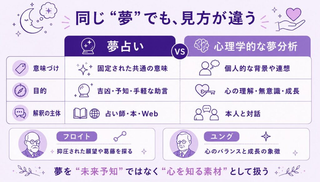 夢占いと心理学的な夢分析の大きな違い