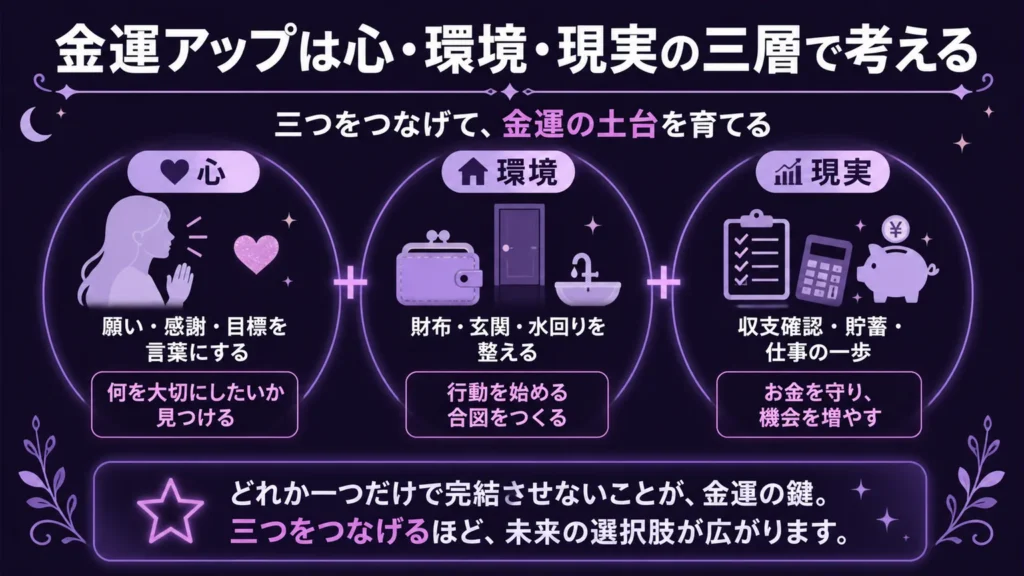 金運アップは心・環境・現実の三層で考える