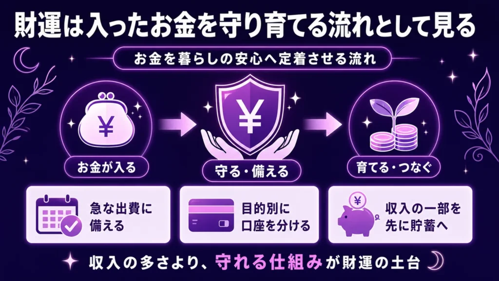財運は入ったお金を守り育てる流れとして見る