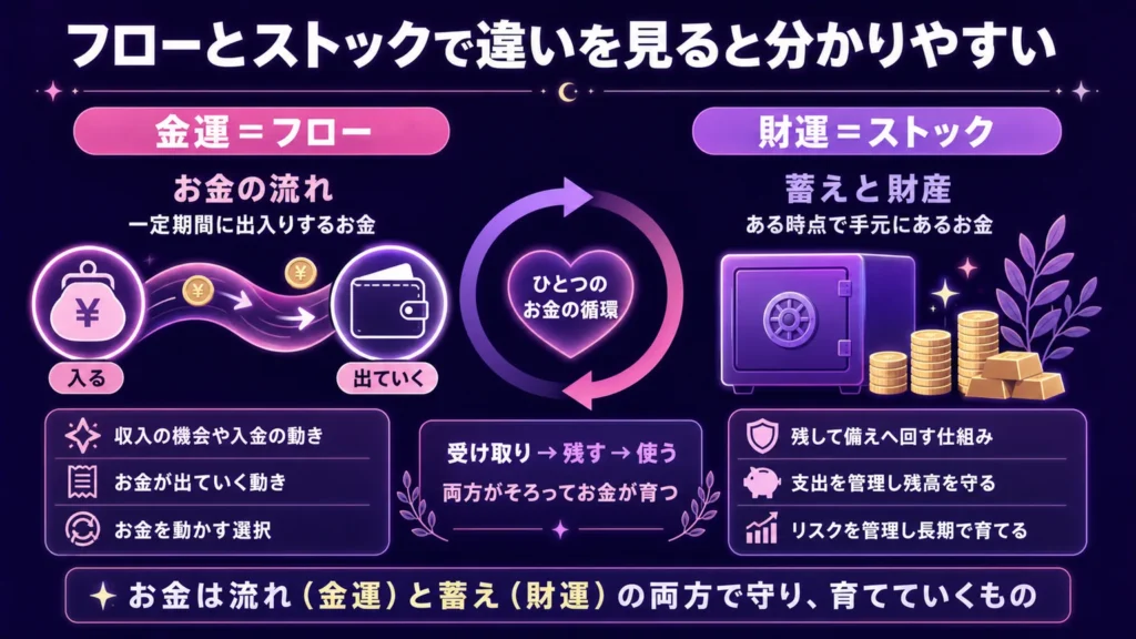 金運と財運の違い フローとストックで違いを見ると分かりやすい