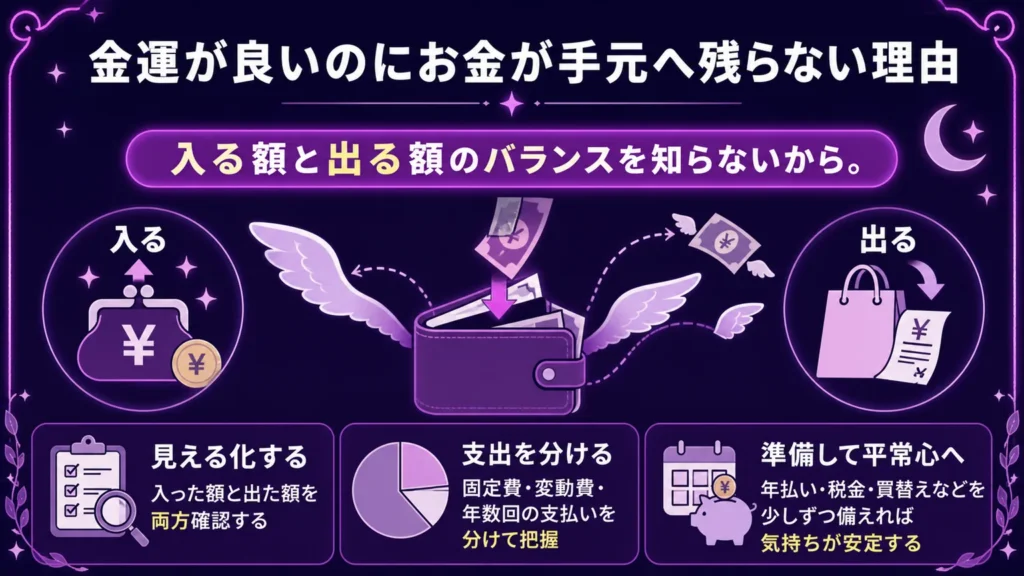 金運が良いのにお金が手元へ残らない理由