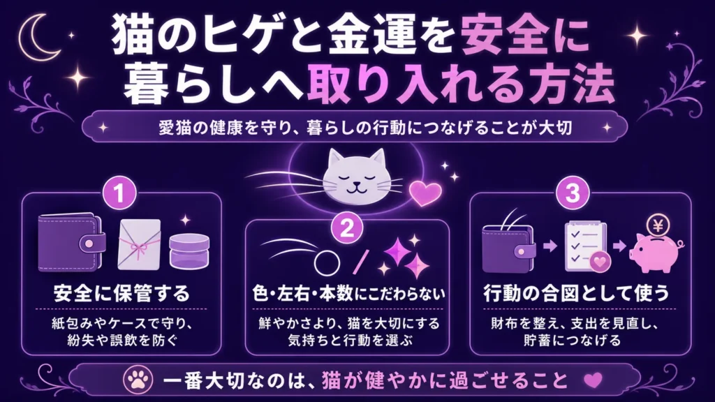 猫のヒゲと金運を安全に暮らしへ取り入れる方法