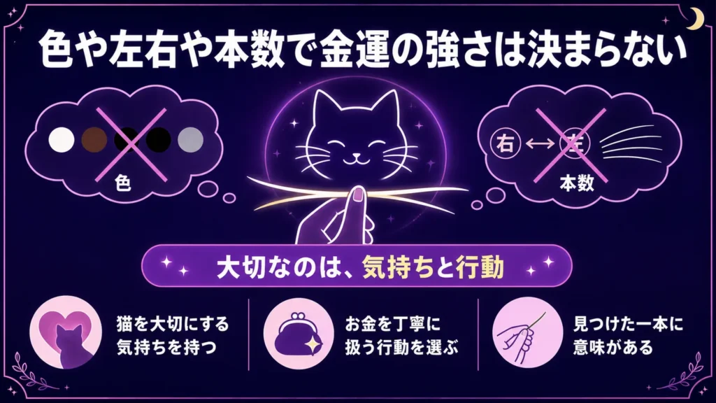 猫のヒゲ　色や左右や本数で金運の強さは決まらない