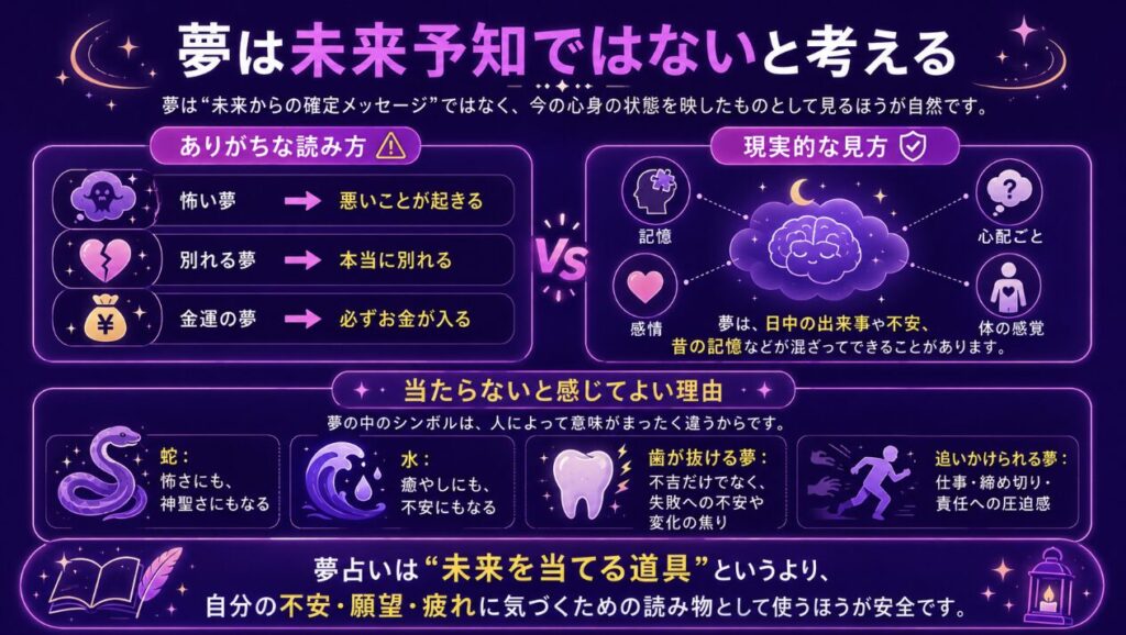 夢は未来予知ではないと考える