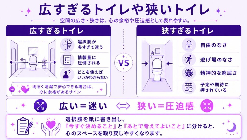 夢占いで変なトイレを見る意味 広すぎるトイレや狭いトイレ