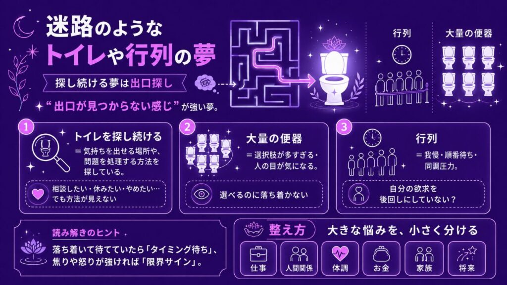 迷路のようなトイレや行列の夢