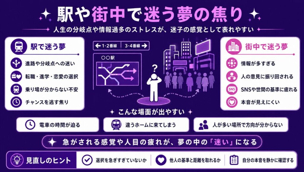 夢占いで迷うたどり着けない　駅や街中で迷う夢の焦り