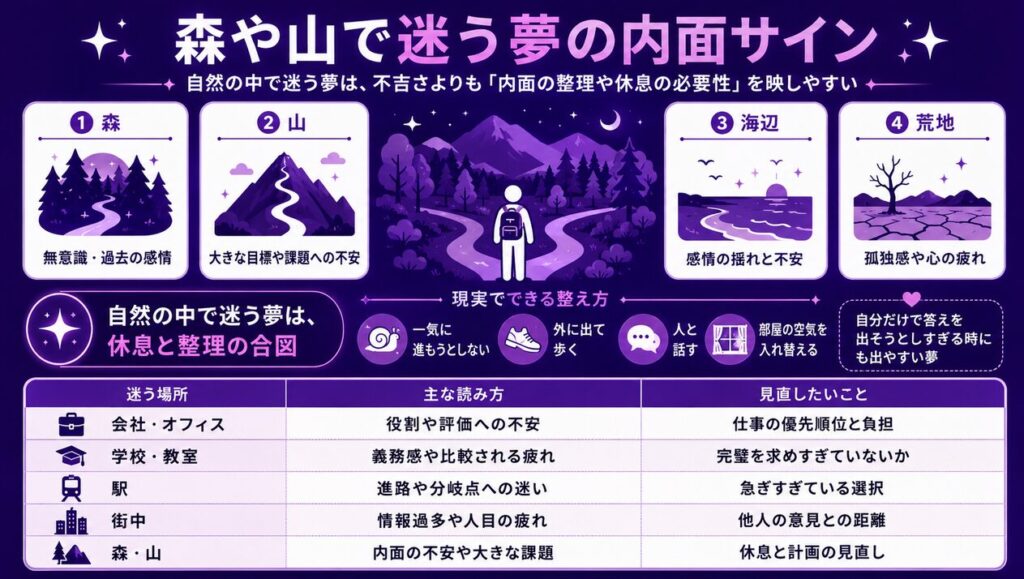 夢占いで迷うたどり着けない　森や山で迷う夢の内面サイン