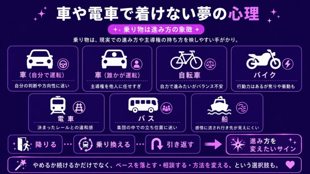 夢占いで迷うたどり着けない　車や電車で着けない夢の心理