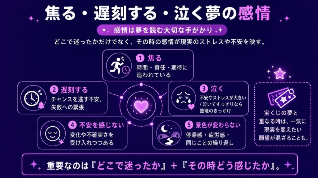 夢占いで迷うたどり着けない　焦る遅刻する泣く夢の感情