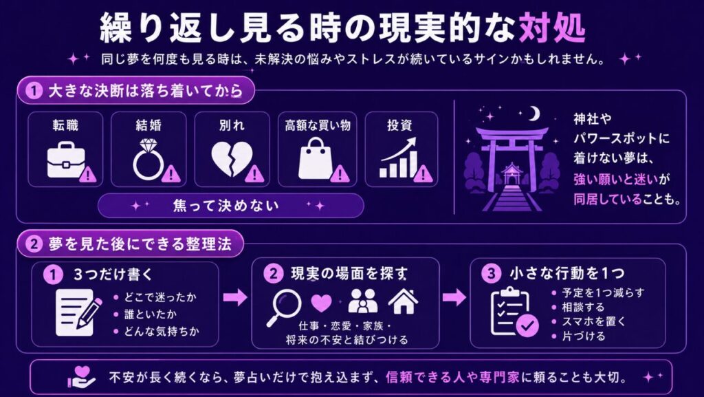 夢占いで迷うたどり着けない　繰り返し見る時の現実的な対処