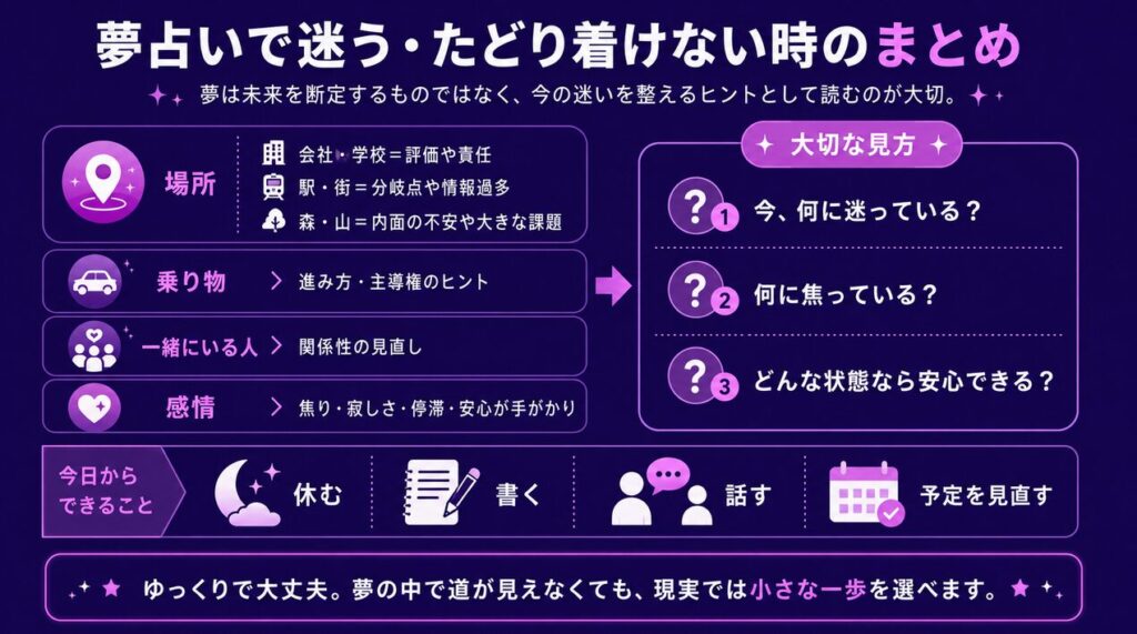夢占いで迷うたどり着けない時のまとめ