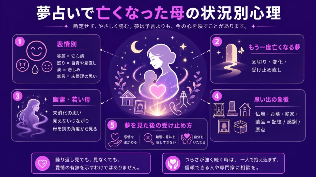 夢占いで亡くなった母の状況別心理