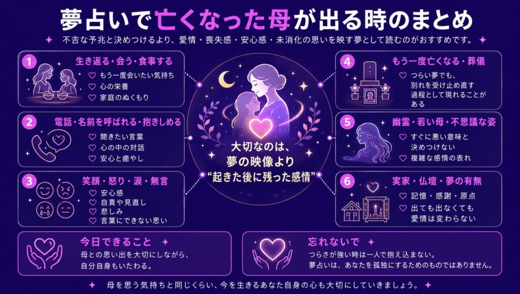 夢占いで亡くなった母が出る時のまとめ