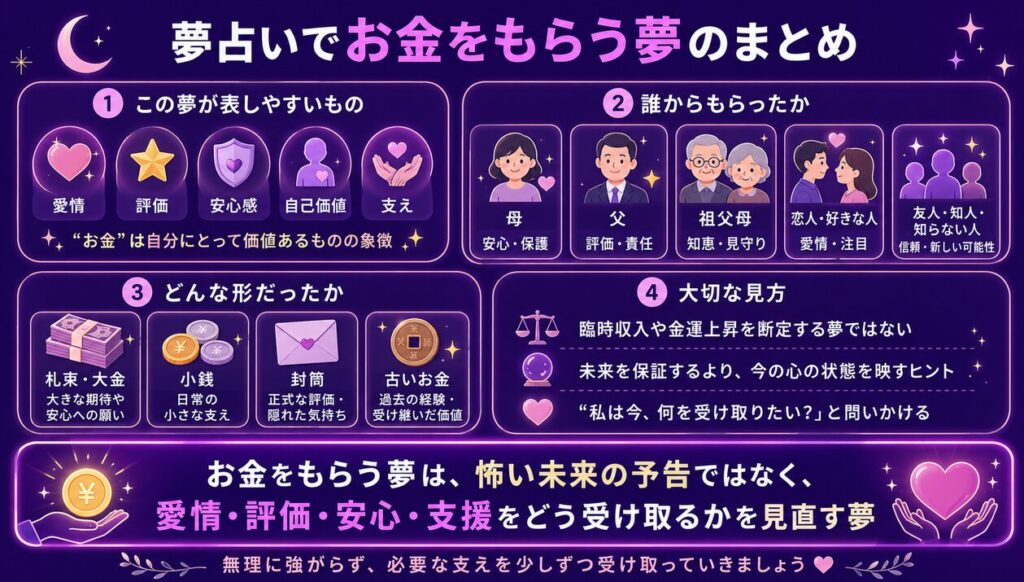 夢占いでお金をもらう夢のまとめ