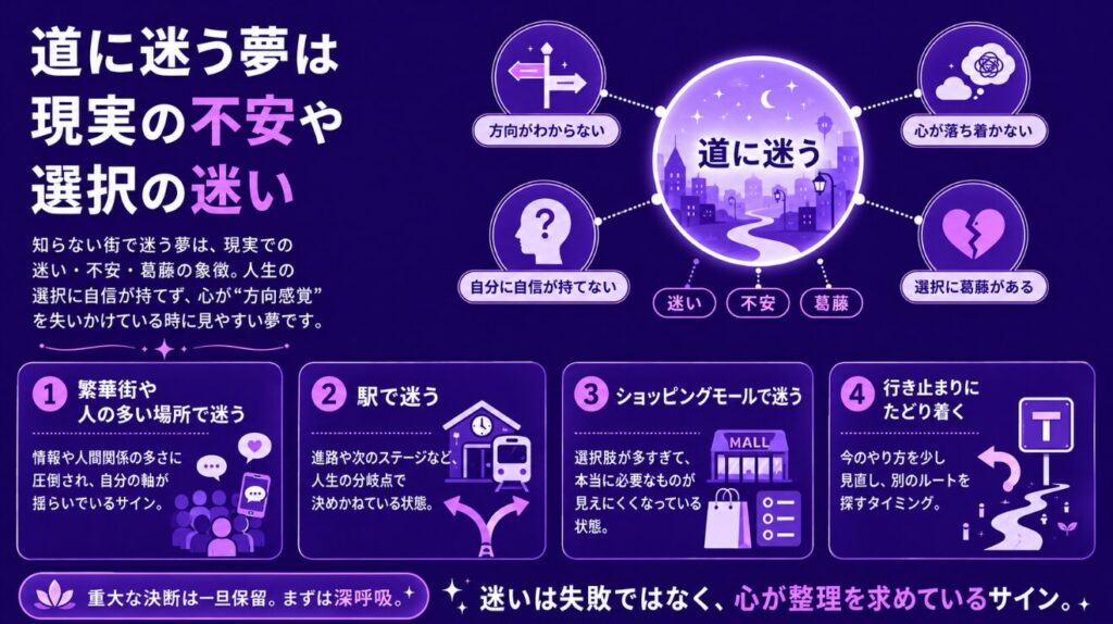 夢占いで知らない街を歩く 道に迷う夢は現実の不安や選択の迷い