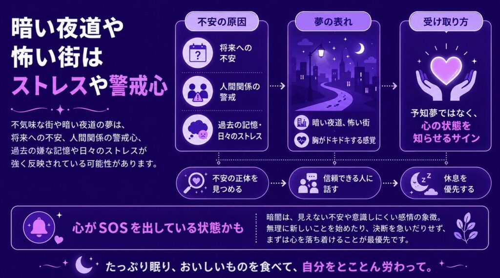 夢占いで知らない街を歩く 暗い夜道や怖い街はストレスや警戒心