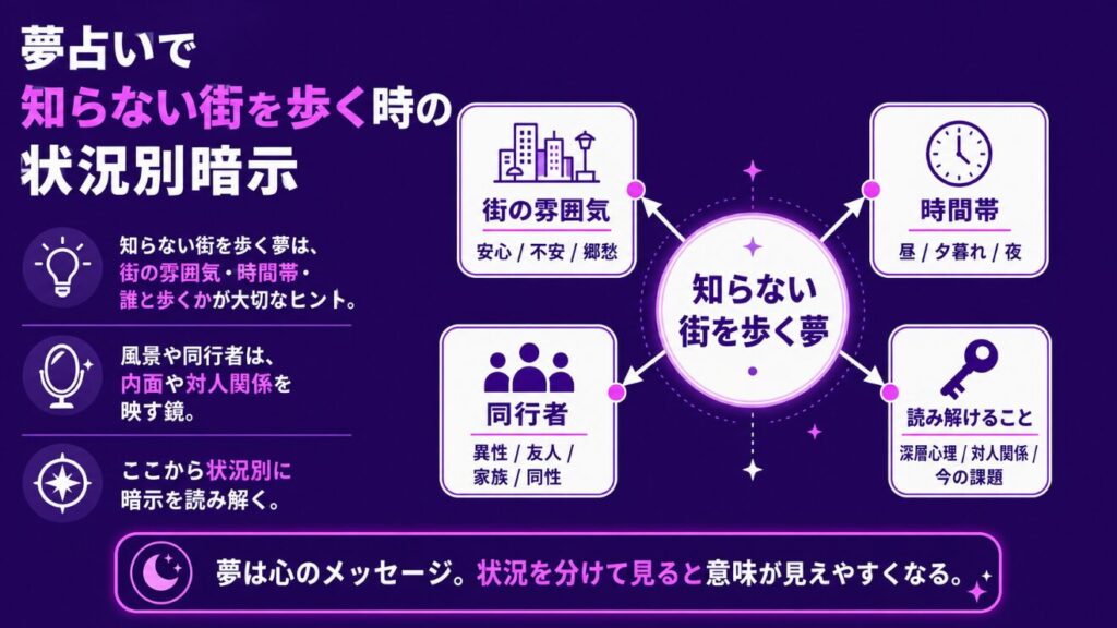 夢占いで知らない街を歩く時の状況別暗示